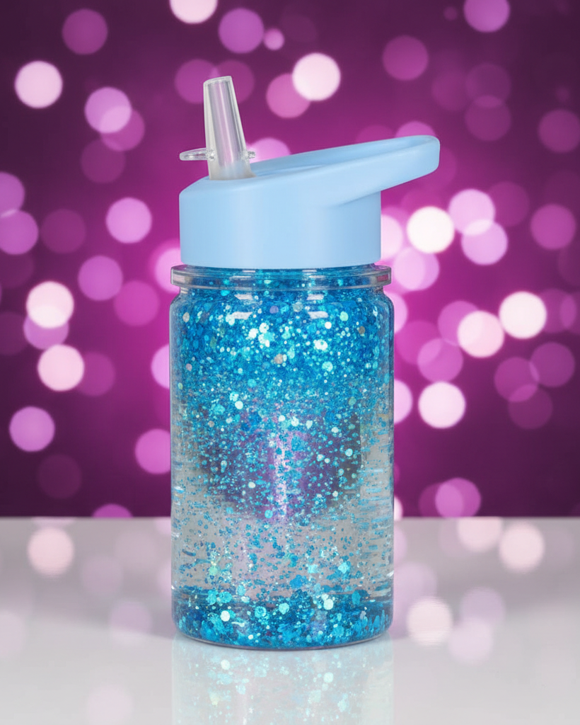 10 Oz Snow Globe Tumbler Blue Lid - Purple Bokeh