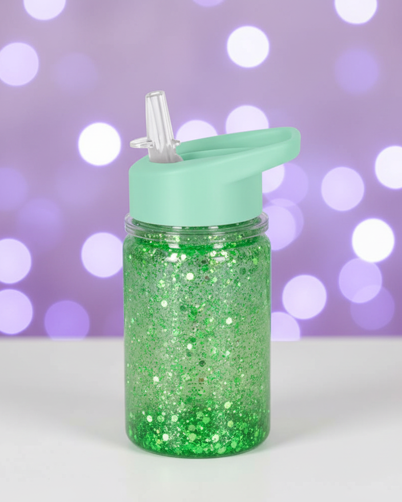 10 Oz Snow Globe Tumbler Green Lid - Purple Bokeh