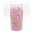Butterfly Floral Glitter Tumbler on White Background