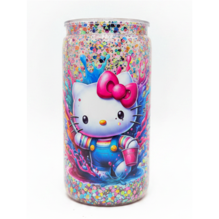Rainbow Glitter Tumbler White Background